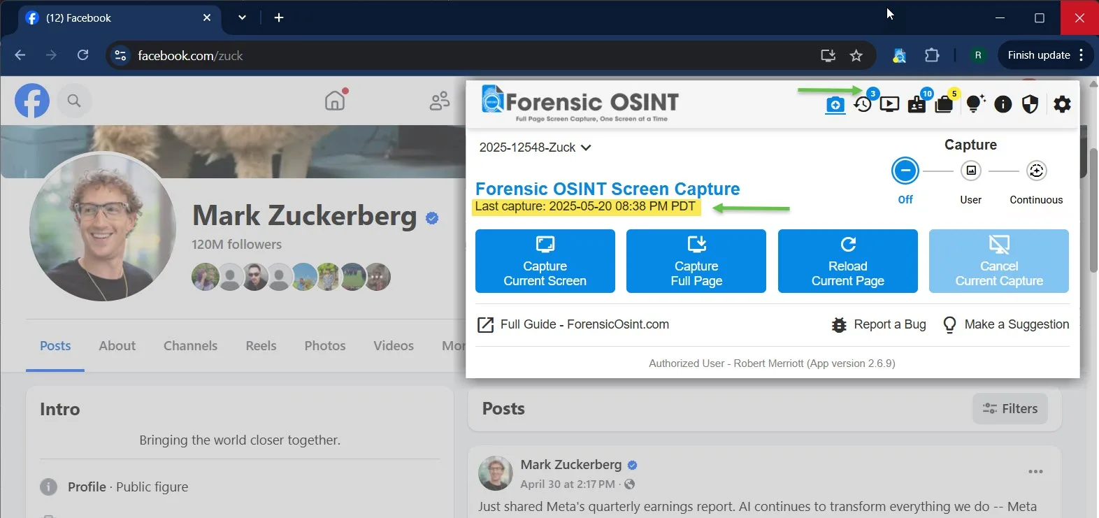 Click to view larger image Forensic OSINT Capture History