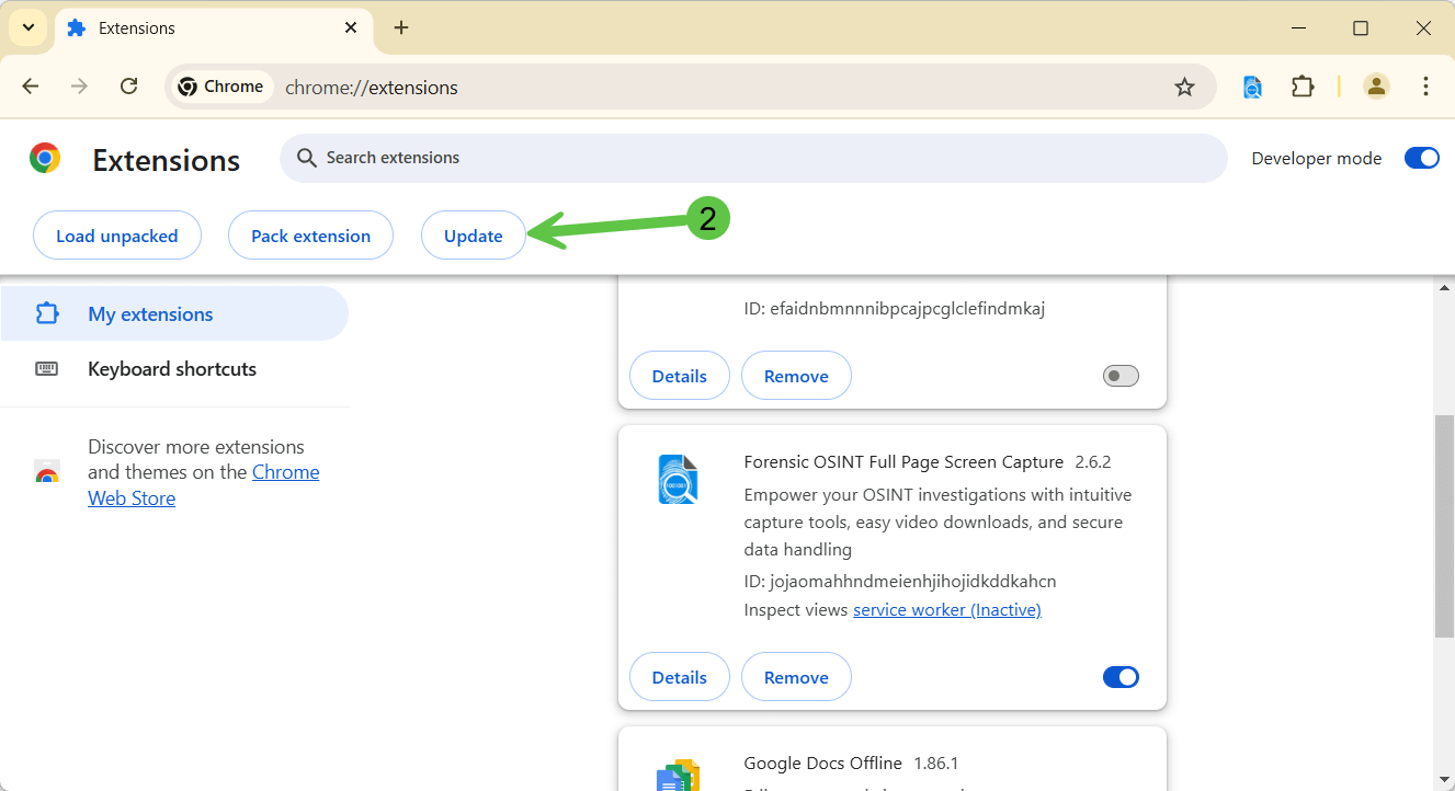 Click to view larger image Update Chrome Extensions Manually
