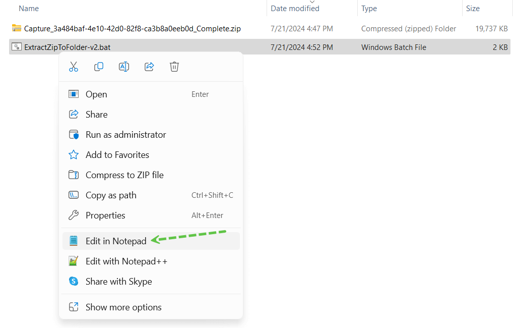 Click to view larger image Open BAT in Notepad